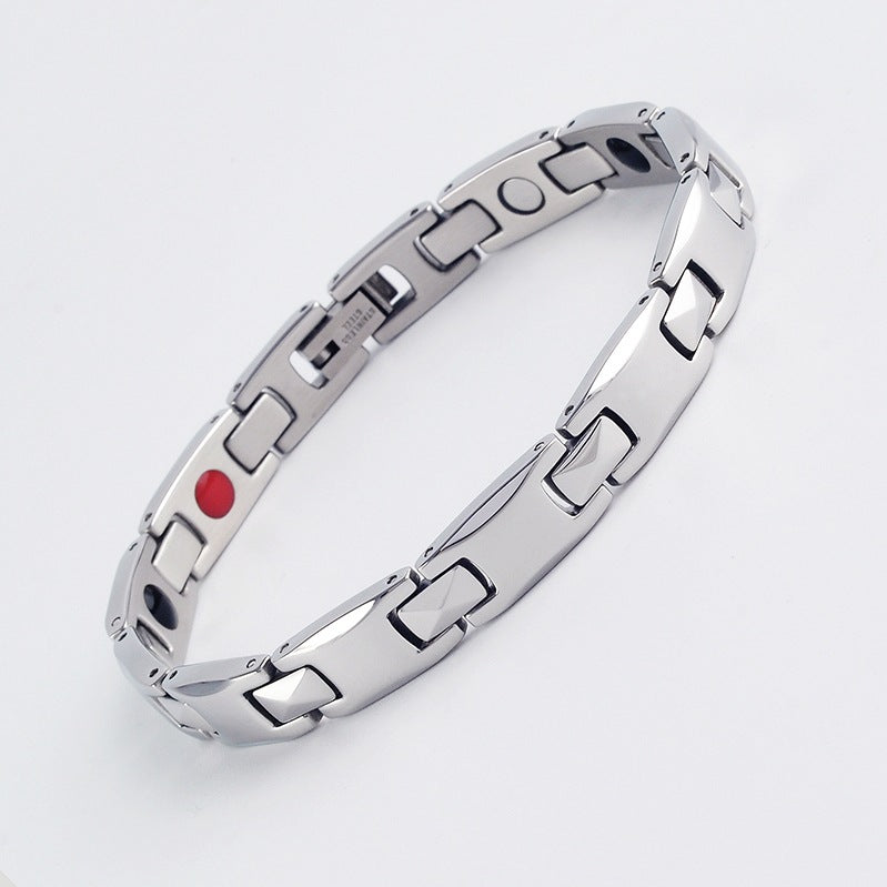 Silver Women's Titanium Steel Magnetic Bracelet with Negative Ions and Germanium Elements