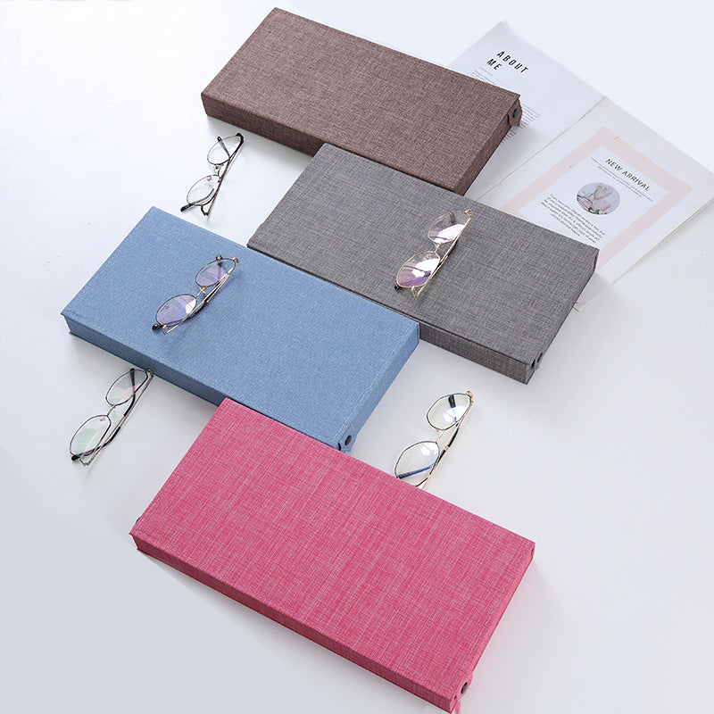 Pink Multi-Compartment Glasses Storage Box Dust-proof Fabric Eyewear Display Organiser with Snap Closure