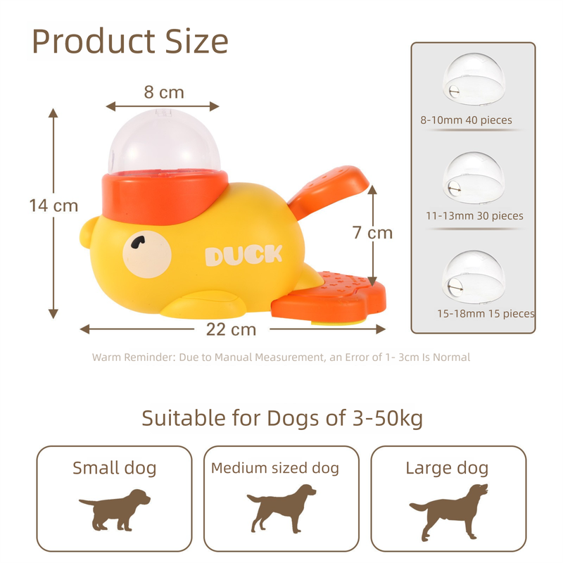 Yellow Interactive Duck-Shaped Automatic Pet Feeder β Smart Treat Dispenser for Cats & Dogs with 3 Adjustable Port Sizes