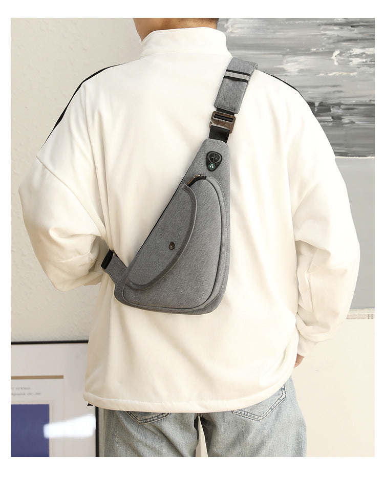 Grey Men's Nylon Fabric Chest Bag – Lightweight, Waterproof & Multi-Functional Crossbody Sling Bag