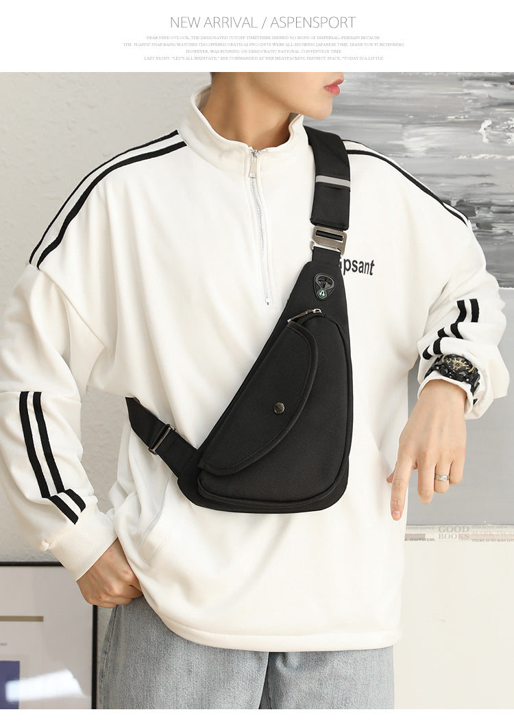 Black Men's Nylon Fabric Chest Bag – Lightweight, Waterproof & Multi-Functional Crossbody Sling Bag