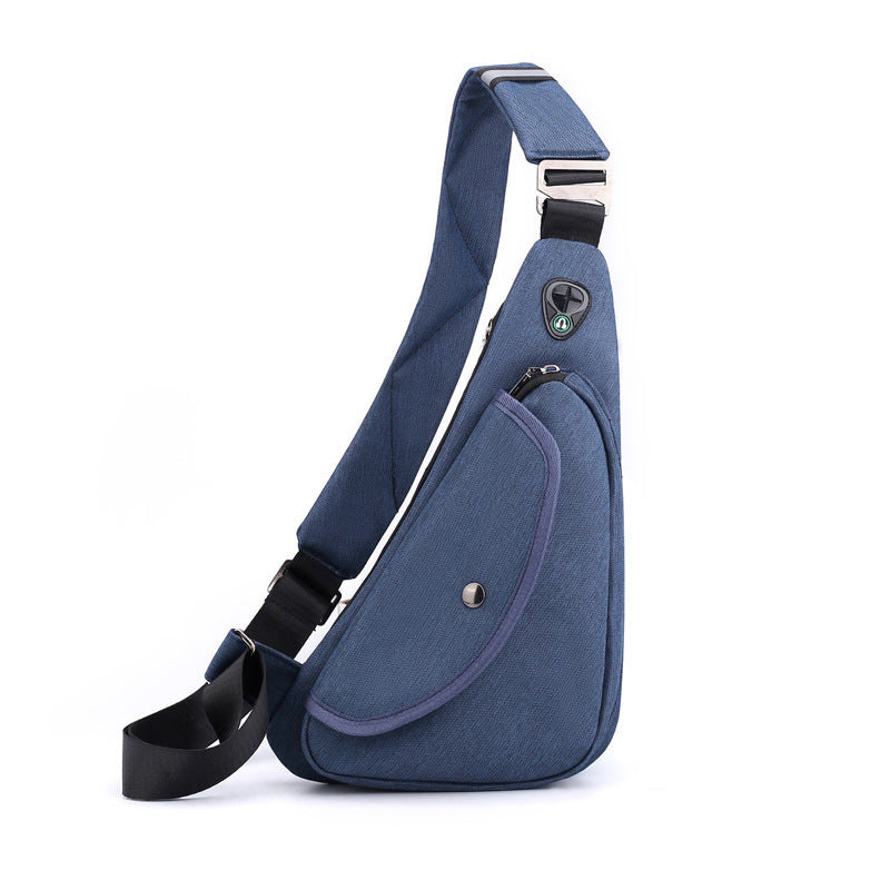 Dark Blue Men's Nylon Fabric Chest Bag – Lightweight, Waterproof & Multi-Functional Crossbody Sling Bag