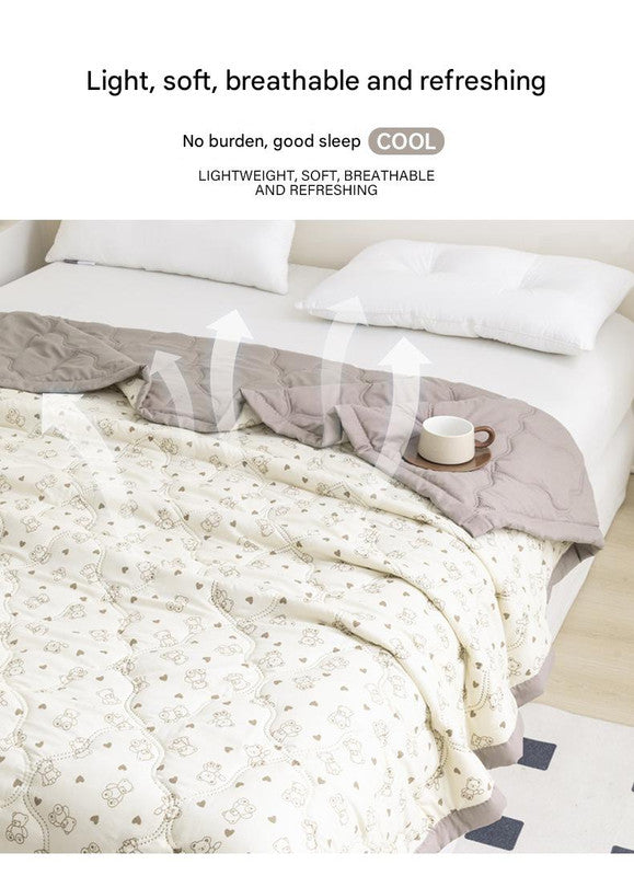 Lightweight Reversible Summer Quilt - Soft, Breathable & Machine Washable Comforter(150x200cm Bichon Frise)