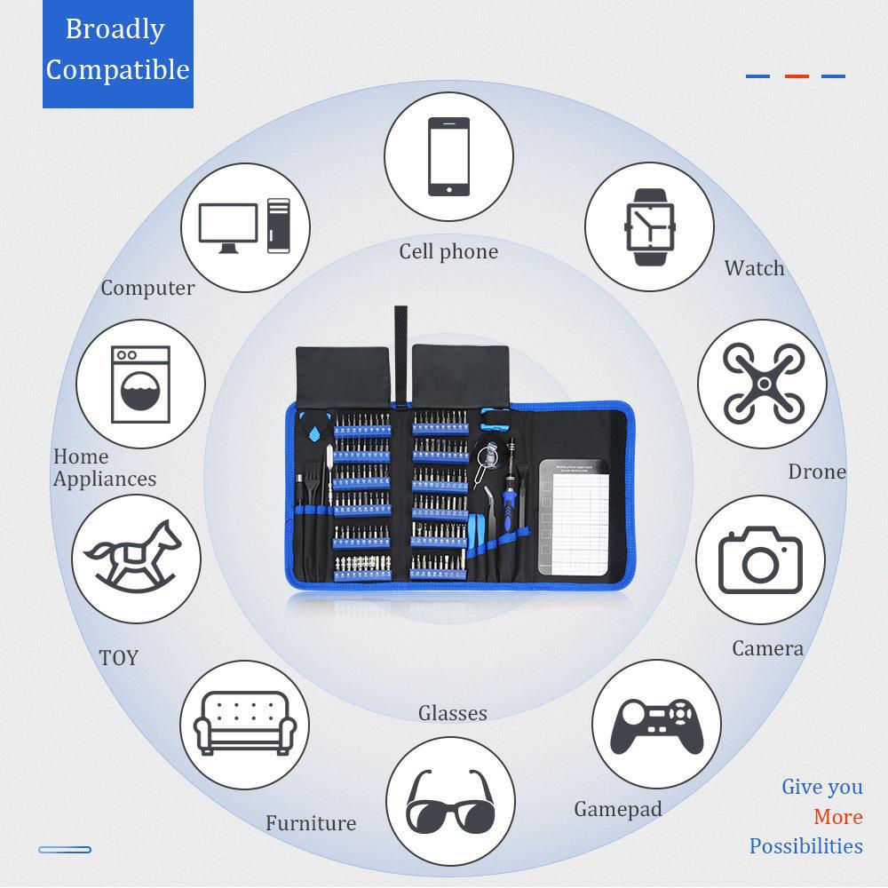 Professional 142-in-1 Precision Screwdriver Repair Tool Kit in Portable Oxford Bag(blue)
