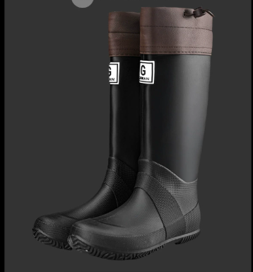 39# Black Foldable Knee-High Rain Boots - Packable Waterproof Non-Slip Wellies for Travel & Festivals