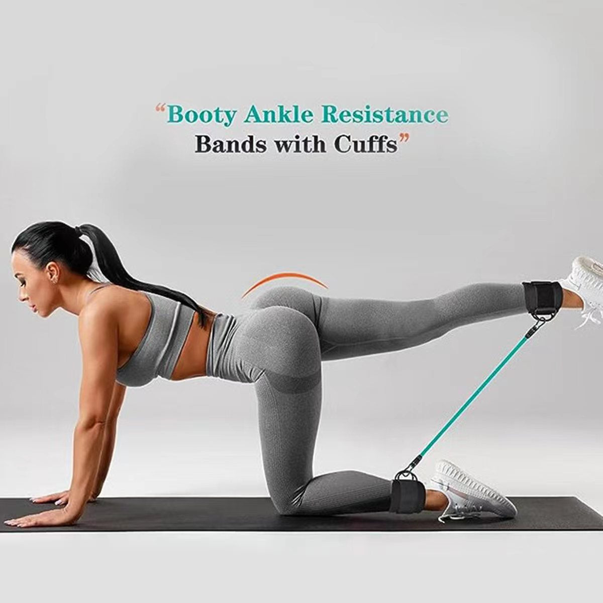 Red Silver SnapResistance Bands Set with Ankle Straps for Glute Kickbacks & Leg Workouts (10-30lbs)