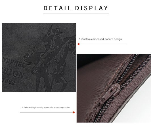 3-PCS Blue Menbense Fashion Leather Wallet Set - Vintage Hunter Design Bi-Fold Wallet with Card Slots