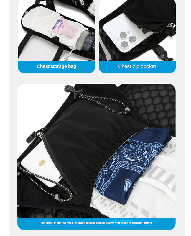 Black 5L Breathable Hydration Vest Pack - Sweat-Wicking Running Bag, Cross-border Cycling Backpack, Marathon Trail Travel Nylon Hiking Pack