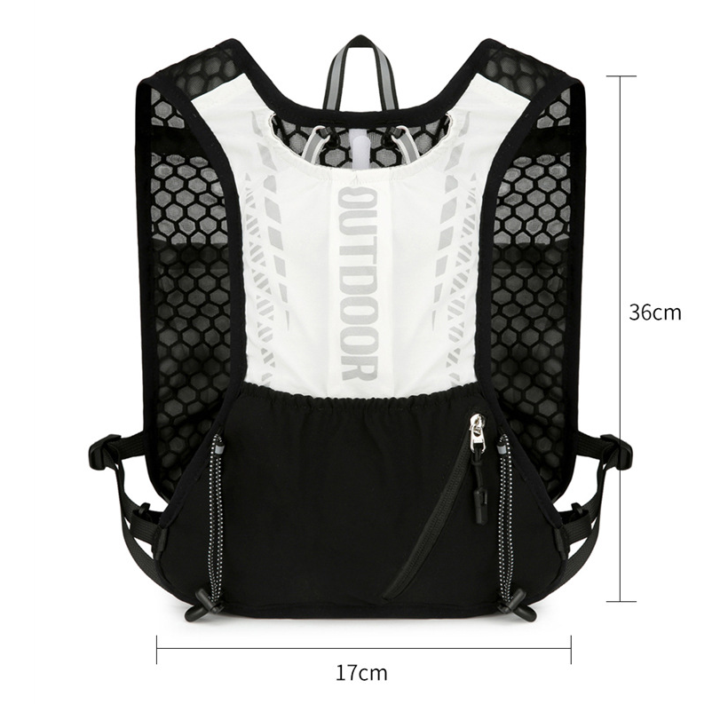 Black-white 5L Breathable Hydration Vest Pack - Sweat-Wicking Running Bag, Cross-border Cycling Backpack, Marathon Trail Travel Nylon Hiking Pack