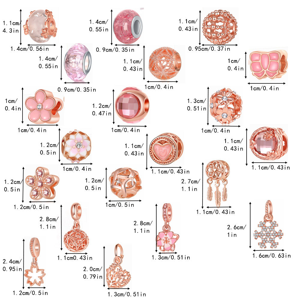 Christmas Advent Calendar DIY Charm Bracelet Kit Rose Gold Jewellery Making Blind Box Gift Set for Girls and Teens