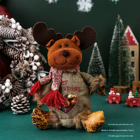 3 Pack Christmas Plush Treat Bags Santa Snowman Reindeer Gift Sacks with Heart Window Cute Holiday Candy Holders Ideal for Kids Parties