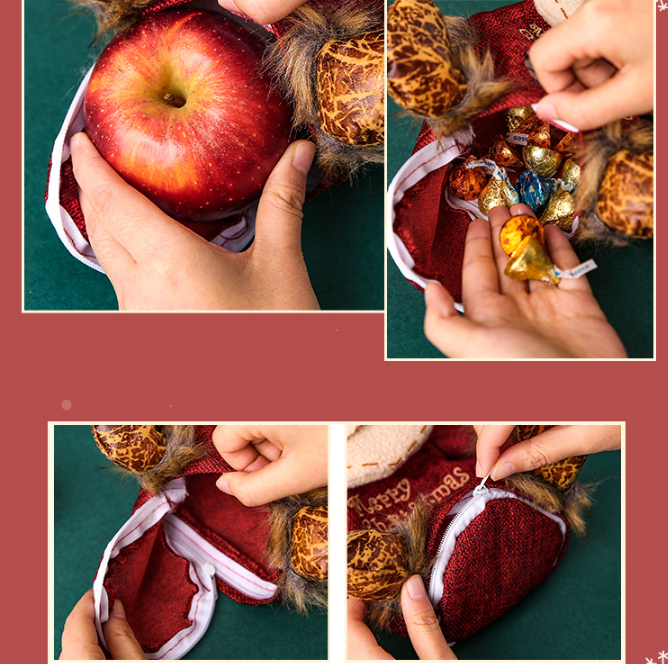 3 Pack Christmas Plush Treat Bags Santa Snowman Reindeer Gift Sacks with Heart Window Cute Holiday Candy Holders Ideal for Kids Parties