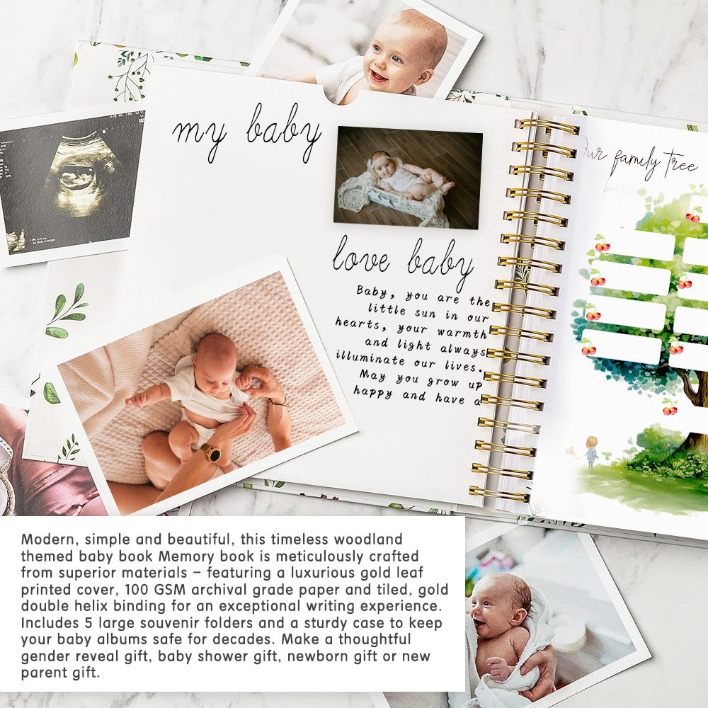 Bunny Printed Baby Memory Book with Gift Box Hardcover Milestone Journal Your First Years Story Cute Bunny Theme for Boys Girls Pregnancy to Toddler Keepsake