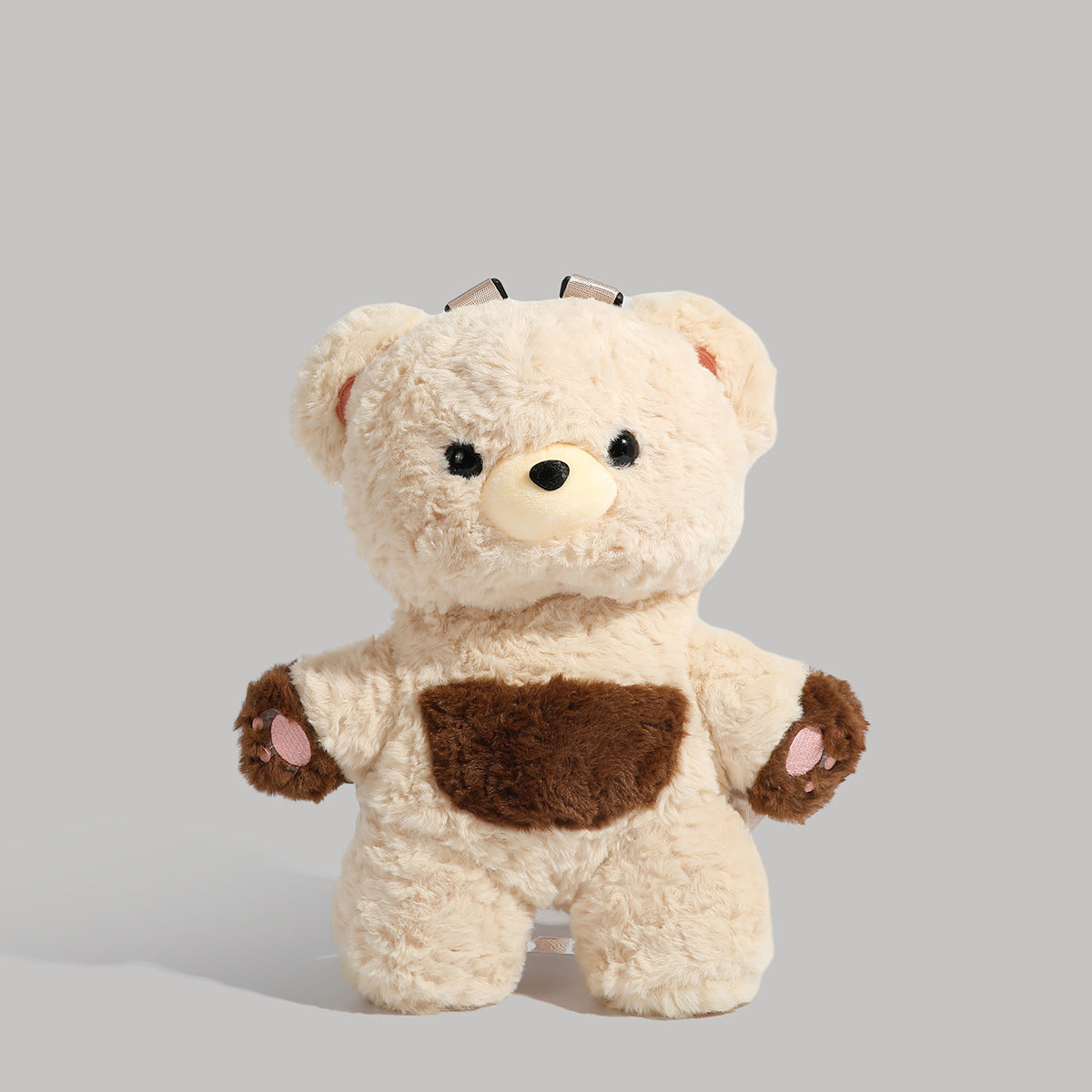 Beige Bear Cute Plush Teddy Bear Backpack Stuffed Animal Rucksack Convertible Shoulder Bag for Girls and Teens Brown Novelty Gift