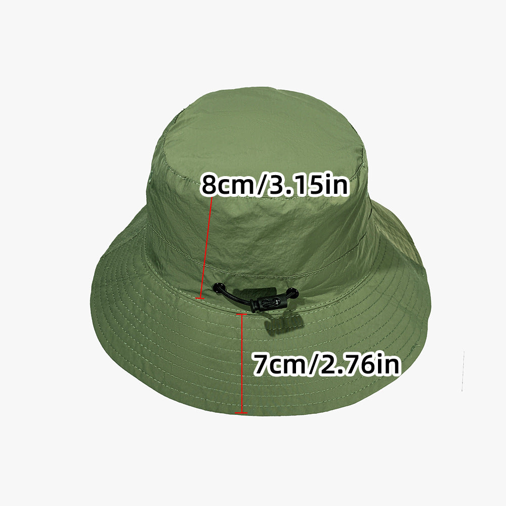 Grey Foldable Waterproof Bucket Hat Packable Sun Cap Wide Brim with Adjustable Drawstring for Fishing Camping and Hiking