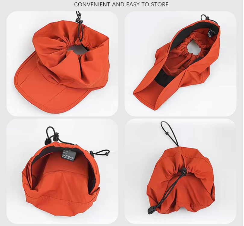 Grey Women's Foldable Sun Visor Cap Quick Dry Packable Empty Top Hat Adjustable Drawstring for Running Hiking and Summer Travel