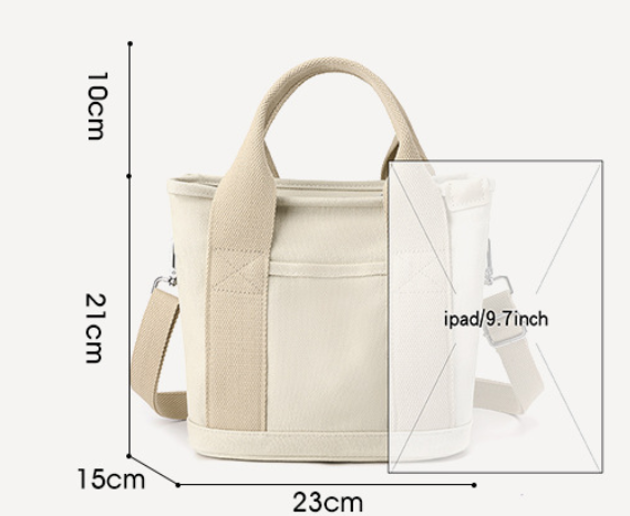 Green Small Canvas Tote Bag Crossbody Lunch Handbag with Adjustable Strap Fits 9.7 Inch Tablet for Women Daily Work and Travel