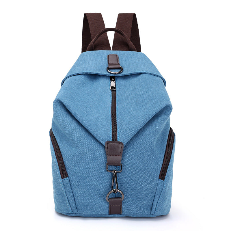 Blue Women's Vintage Canvas Backpack Casual Daypack Retro College School Bag Large Capacity Rucksack for Travel Work & Daily Use
