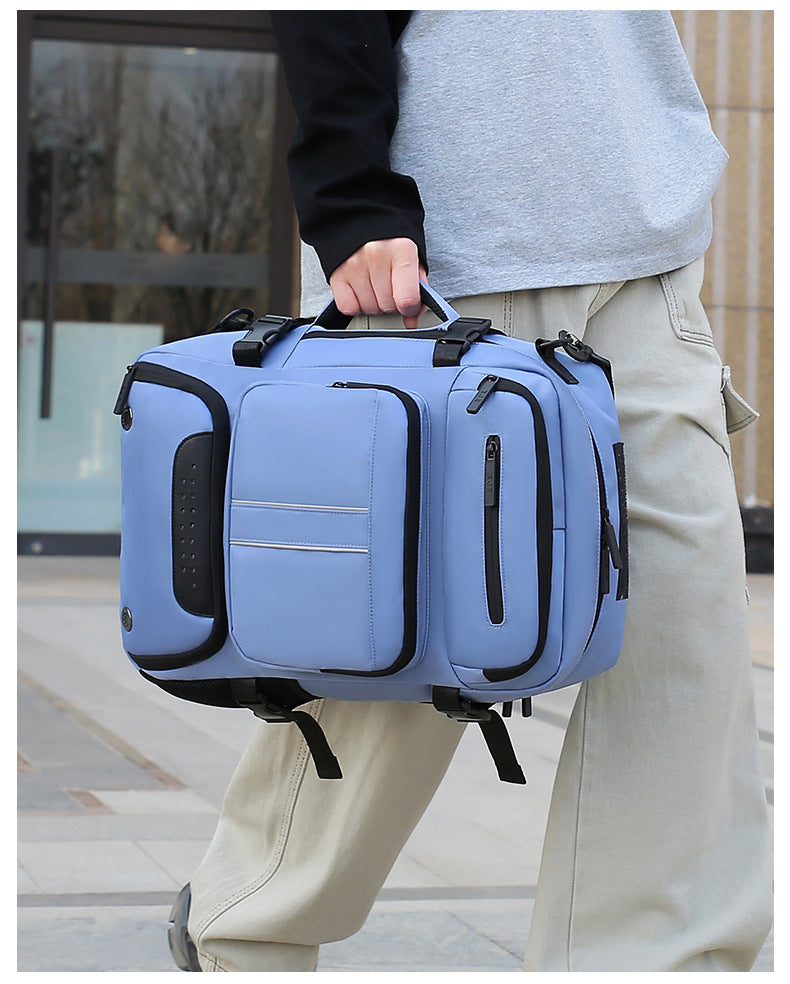Large Capacity Convertible Travel Backpack - 16" Laptop Compartment, Shoe Pouch & USB Port(Grey)