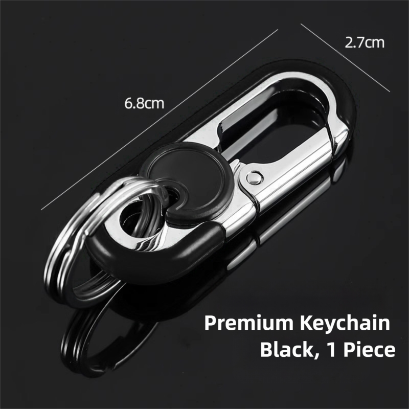 3pc Black Durable Zinc Alloy Carabiner Keychain – Secure Twist Lock & Dual Key Rings