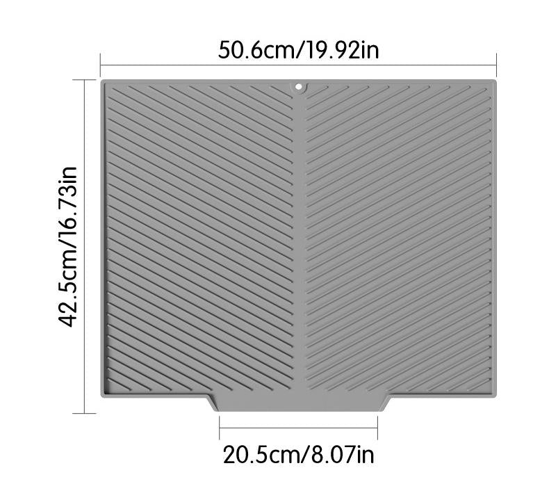 2PC Grey Multi-Use Drain Mat (51x43 cm) – Non-Slip Heat Protection for Dish Drying & Prep