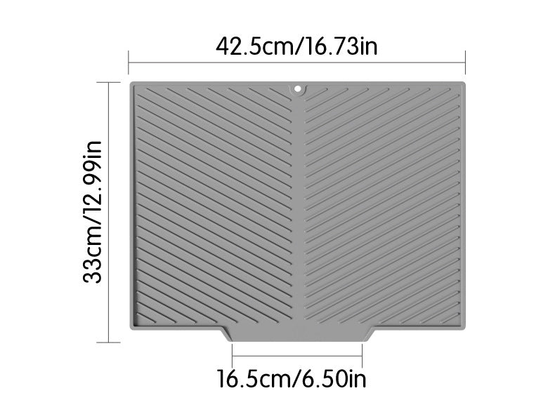 2PC Grey Multi-Use Drain Mat (43x33 cm) – Non-Slip Heat Protection for Dish Drying & Prep