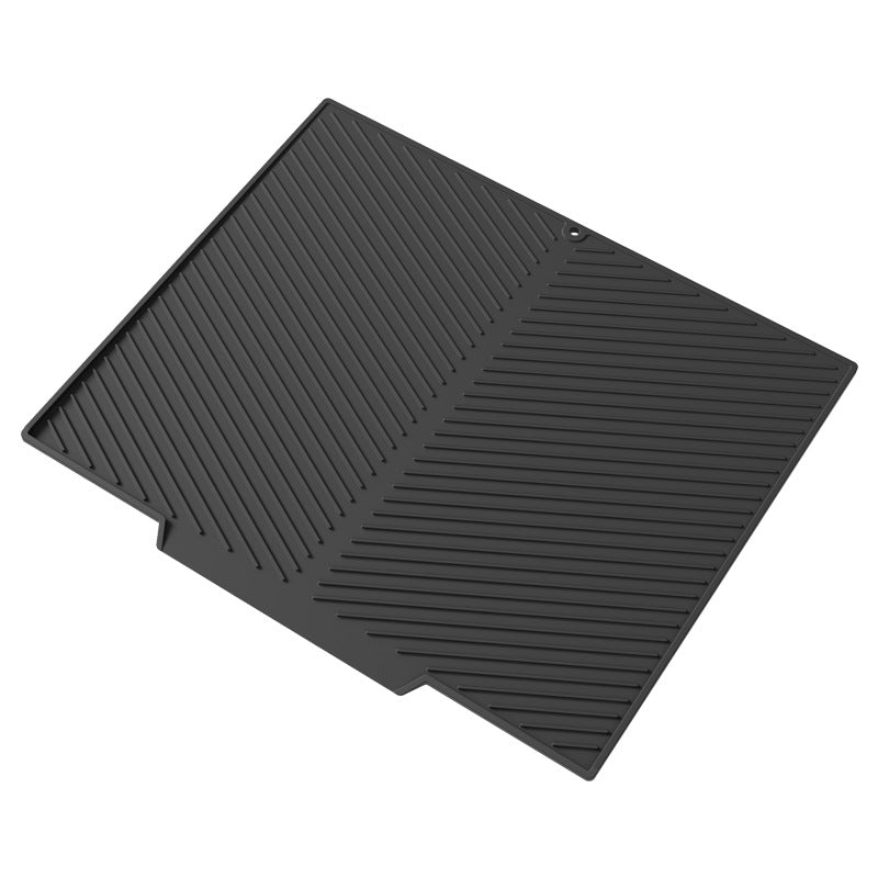 2PC Black Multi-Use Drain Mat (37x27 cm) – Non-Slip Heat Protection for Dish Drying & Prep