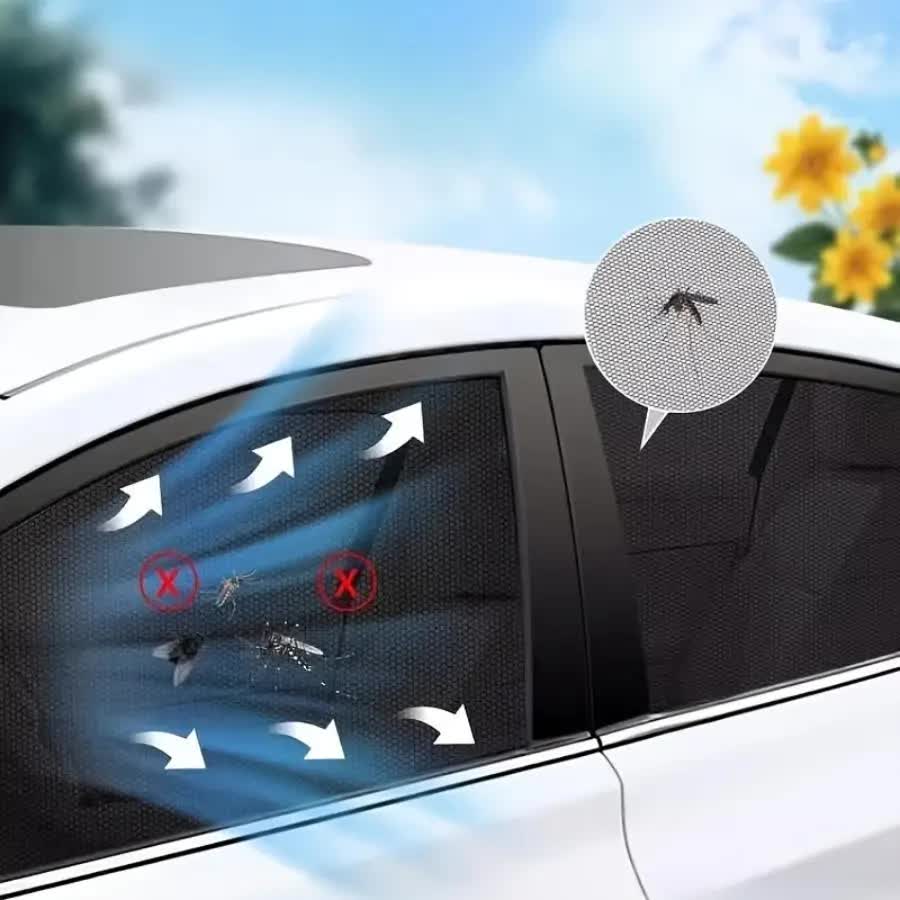 4PCS Car Curtain Screen Mosquito Net for Sedan(2 Front + 2 Rear) - Anti-mosquito Shade in Summer, Sun Protection Ventilation Heat Insulation