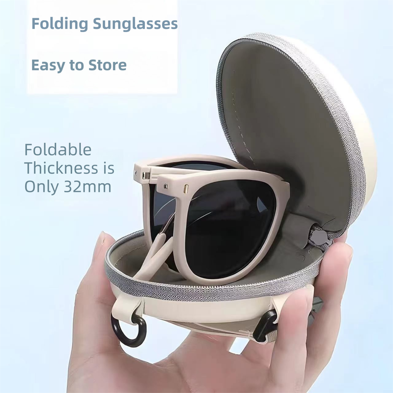 Ultra-Light Foldable TR Sunglasses for Women with Storage Bag - 15° Adjustable Temples & Premium Hinges, UV Protection (Black Frame/Brown Lenses)