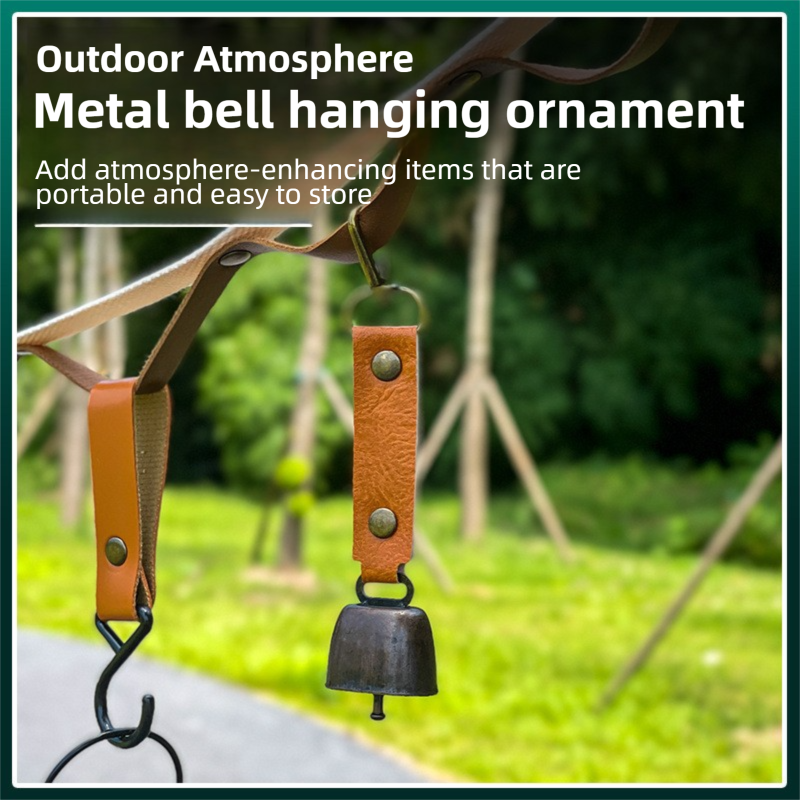 4-Pack Caramel Color Bear Bell & Anti-Lost PU Keyring Accessory(14 x 3.5 x 2.5CM) - Magnetic Silencing Design, Outdoor Safety Alarm for Hiking, Camping & Pet