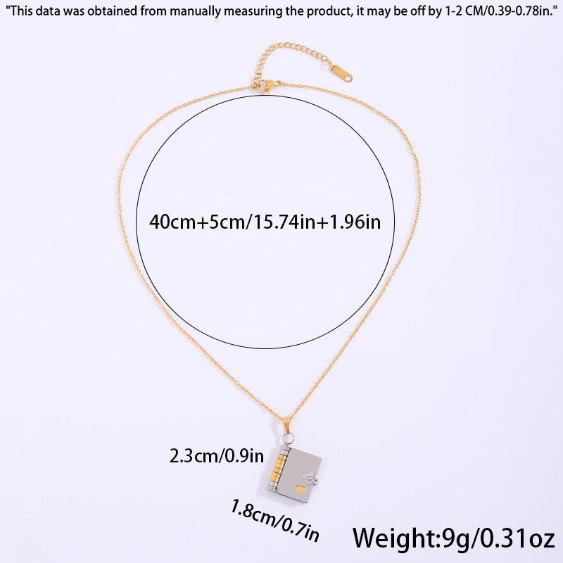 Black-Sliver Titanium Steel Fading-Resistant Envelope Locket Necklace - Openable Love Letter Pendant for Couples