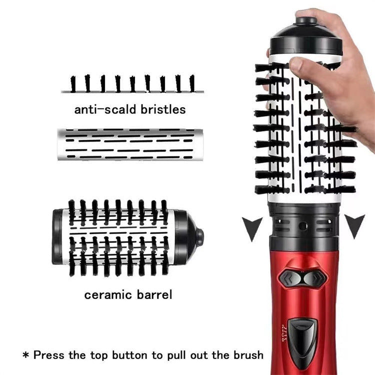 2-in-1 Blue Automatic Rotating Hot Air Styler(38/50mm Curling Barrel) - Multifunctional Hair Dryer Brush, Straightener & Curler with 3 Heat Settings and 360° Bi-directional Rotation