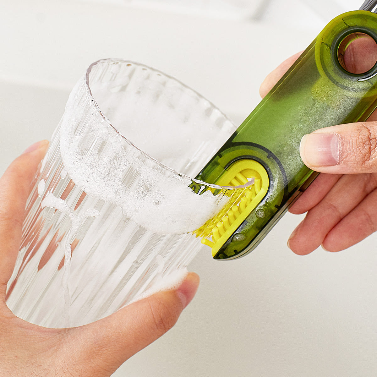 2-Packs 3-in-1 Green Portable & Compact U-Shape Deeply-Cleaning Brush - Multi-Functional Gap Scrubber for Lids, Mugs, and Baby Bottles