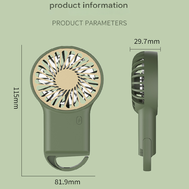 2-PCS Orange New Portable Handheld Air Cooler Fan - Foldable Desktop USB Rechargeable Mini Fan with Climbing Buckle