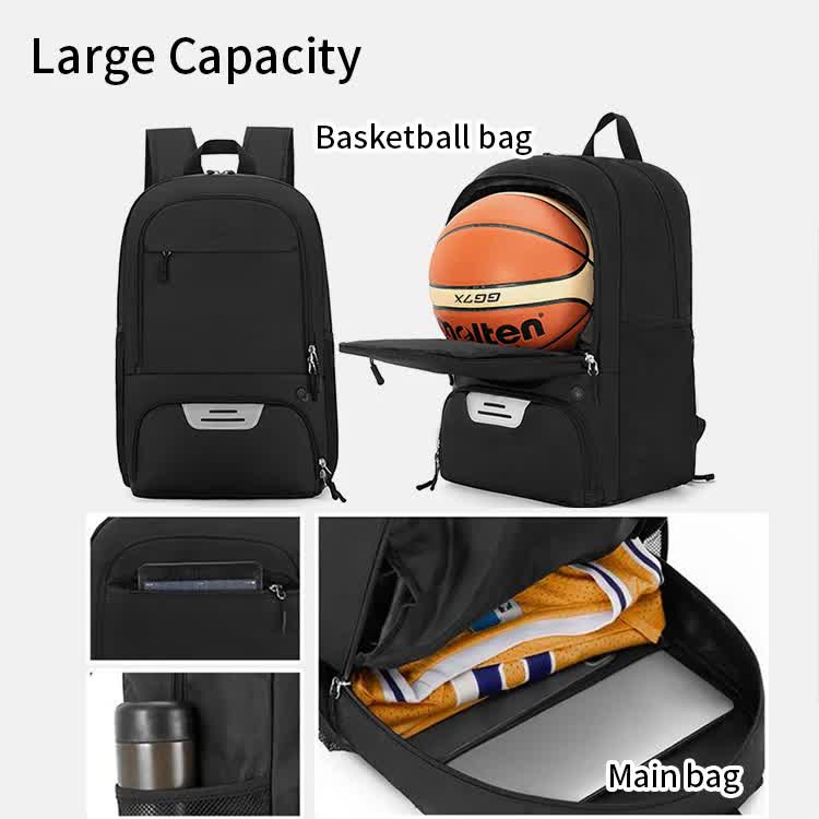 Dark blue Sports Backpack with Separate Shoe & Ball Compartments - Waterproof Gym Bag for Basketball, Soccer, Travel & Daily Use