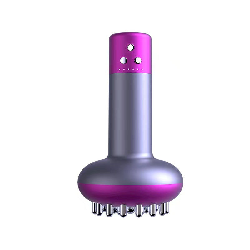 Purple Electric Meridian Brush Massager - 6-in-1 Handheld Device with Vibration, Microcurrent, and Heat Therapy