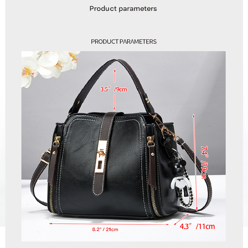 Red Fashion Women's Bucket Bag - Summer Crossbody Shoulder Handbag with Keychain