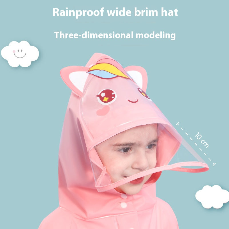 Pink unicorn Kids Waterproof Raincoat with Expandable Backpack Slot Hooded Rain Jacket for Boys & Girls School & Outdoor(size:L)