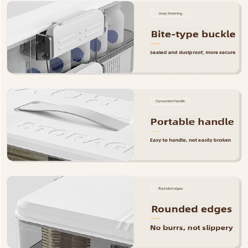 Cream white Large 3 Layer Medicine Storage Box Portable First Aid Kit Organiser with Handle Multi Compartment Container for Family Home Use