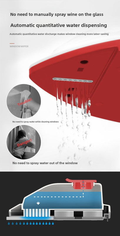 Magnetic Double Sided Window Cleaner with Water Tank 8-15mm Single Glazing Glass Wiper Tool High Rise Safety Rope