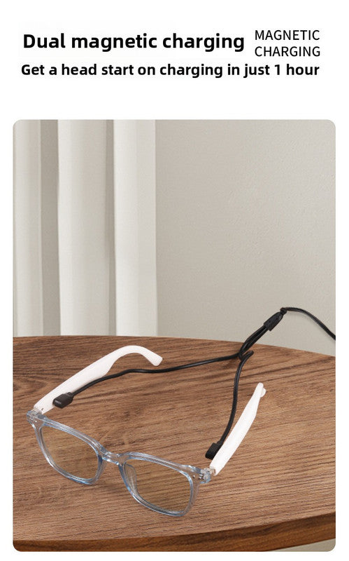 Coffee brown Smart Audio Glasses with Photochromic Anti-Blue Light Lenses Open-Ear Bluetooth 5.4 Headset Hands-Free Calling & Music