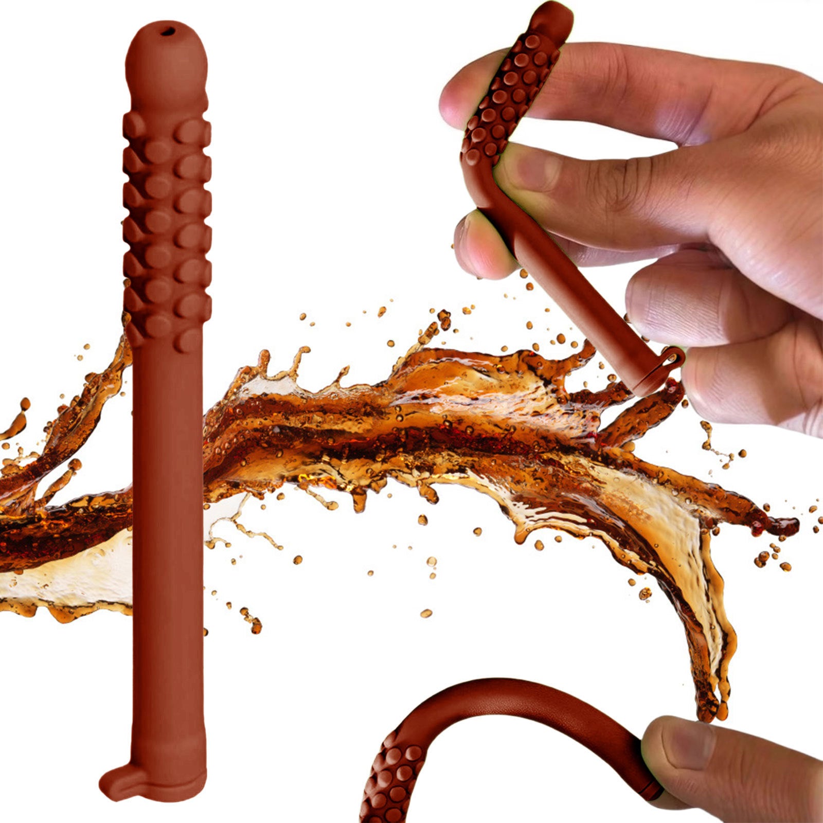 5 Pack Cola Scented Sensory Chewing Tubes Silicone Essential Oil Breather Sticks for Anxiety & Stress Relief Brown