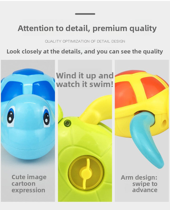 Three-Piece Wind-Up Swimming Turtle Bath Toy Set (Yellow, Green, and Blue Colors), Adorable Floating Turtle Combo, Fun Water Play Toy, Ideal Gift for Infants and Toddlers