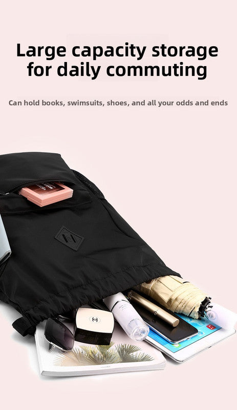 Large Drawstring Backpack Waterproof Gym Bag Lightweight Sports Sackpack with Zipper Pockets for Travel and Swimming Royal Blue