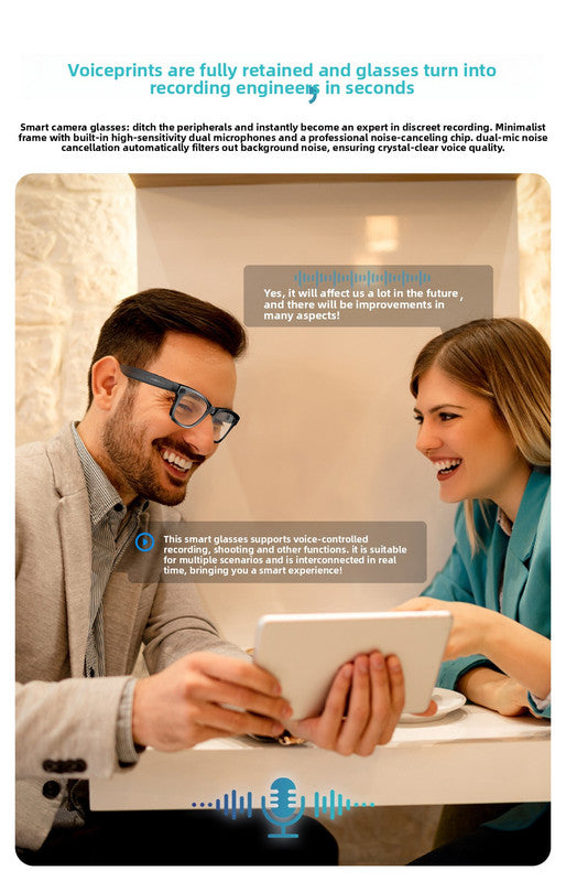 Smart AI Camera Glasses White Frame with Red Mirror Lenses - 8MP HD Video Recording with EIS Stabilization - Bluetooth Audio, WiFi Transfer & AI Voice Control - Stylish Eyewear for Sports & Travel