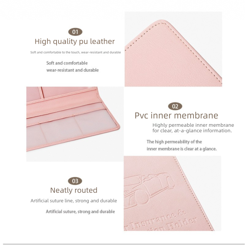 Car Registration and Insurance Holder Pink Glitter - Bling Vehicle Document Wallet with Secure Magnetic Strap - Slim Glove Box Organiser for Rego Papers & Travel IDs - Rose Pink