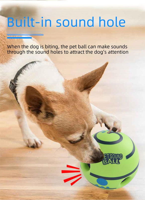 2 Pack Interactive Dog Giggle Ball Set 14cm - Green Wobble Sound Toy & White Glow in the Dark Luminous Ball - No Batteries Required for Medium to Large Dogs