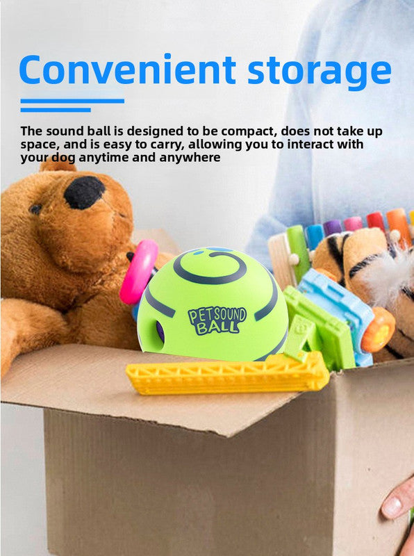 2 Pack Interactive Dog Giggle Ball Set 14cm - Green Wobble Sound Toy & White Glow in the Dark Luminous Ball - No Batteries Required for Medium to Large Dogs