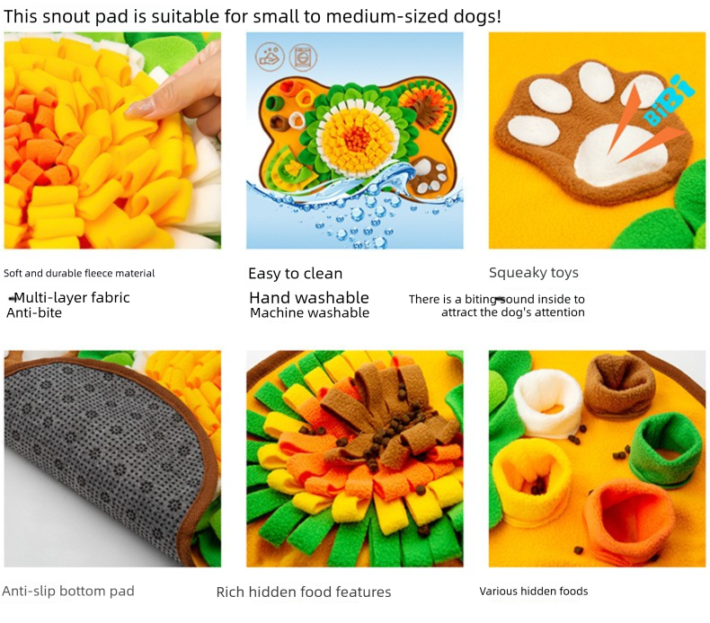 Interactive Dog Snuffle Mat Bone Shape 64x43cm - Slow Feeder & Foraging Puzzle Toy - Golden Yellow Fleece Nosework Pad for Anxiety Relief & Mental Stimulation