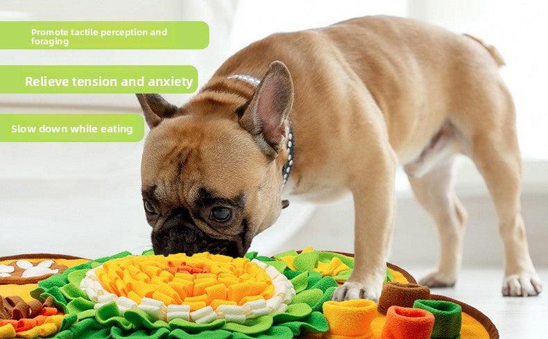 Interactive Dog Snuffle Mat Bone Shape 64x43cm - Slow Feeder & Foraging Puzzle Toy - Golden Yellow Fleece Nosework Pad for Anxiety Relief & Mental Stimulation